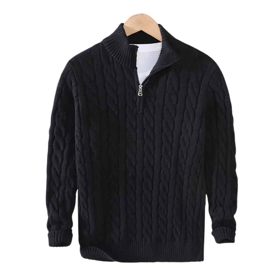 V&CO™ CABLE-KNIT ZIP-NECK SWEATER