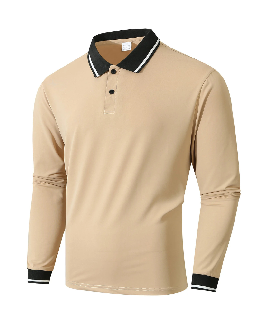 CONTRAST-COLLAR LONG-SLEEVE POLO