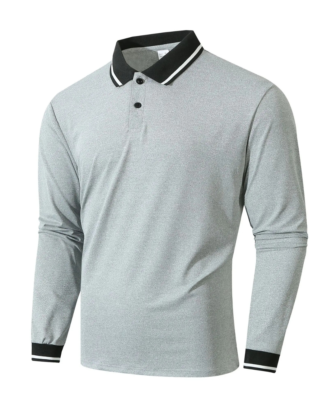 CONTRAST-COLLAR LONG-SLEEVE POLO