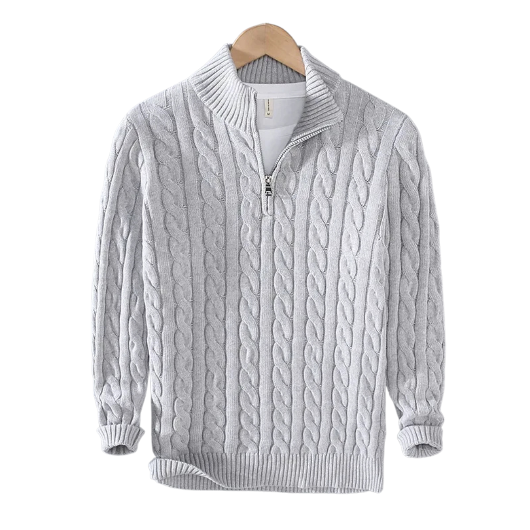 V&CO™ CABLE-KNIT ZIP-NECK SWEATER