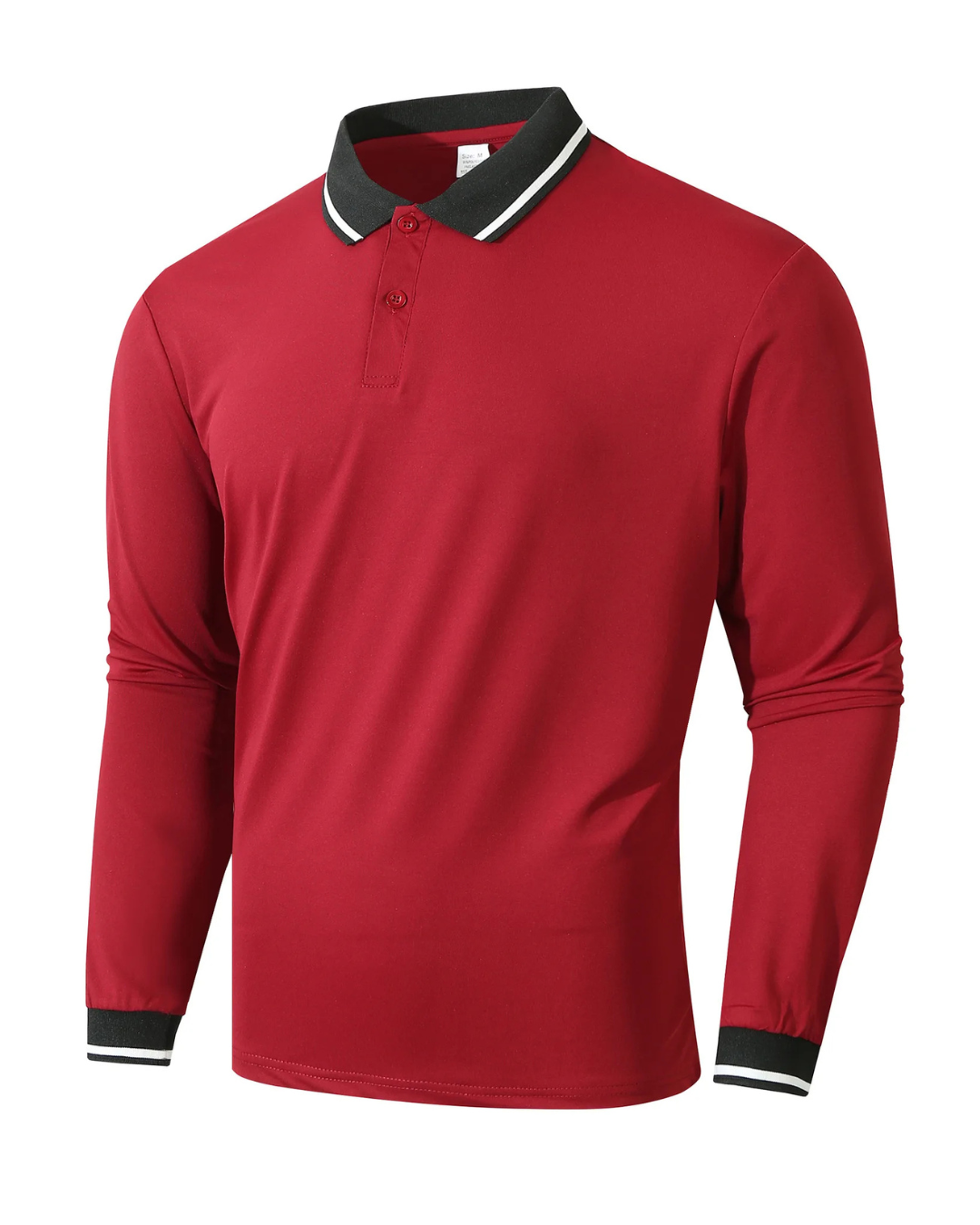 CONTRAST-COLLAR LONG-SLEEVE POLO