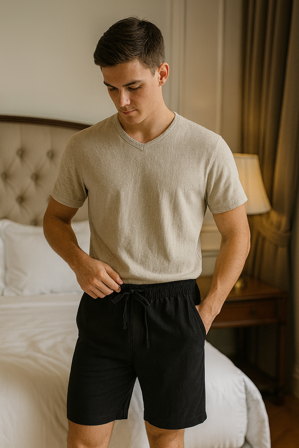 V&CO™  LINEN DRAWSTRING SHORTS