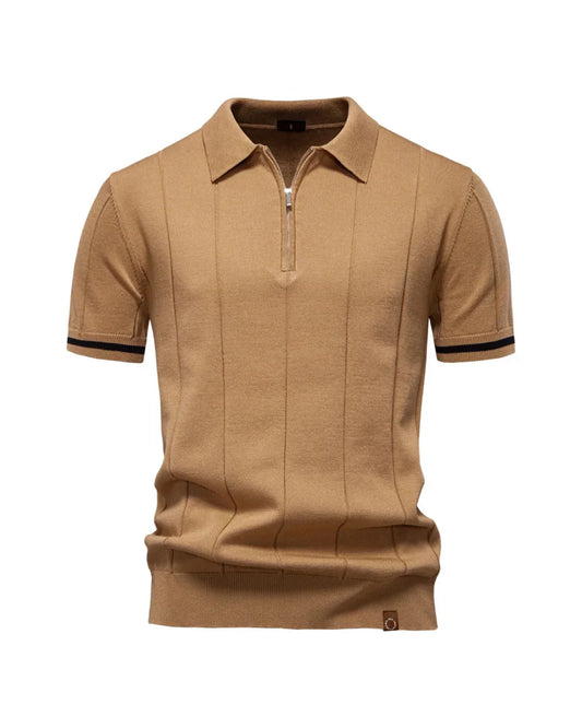 V&CO™  ZIP-NECK RIBBED POLO