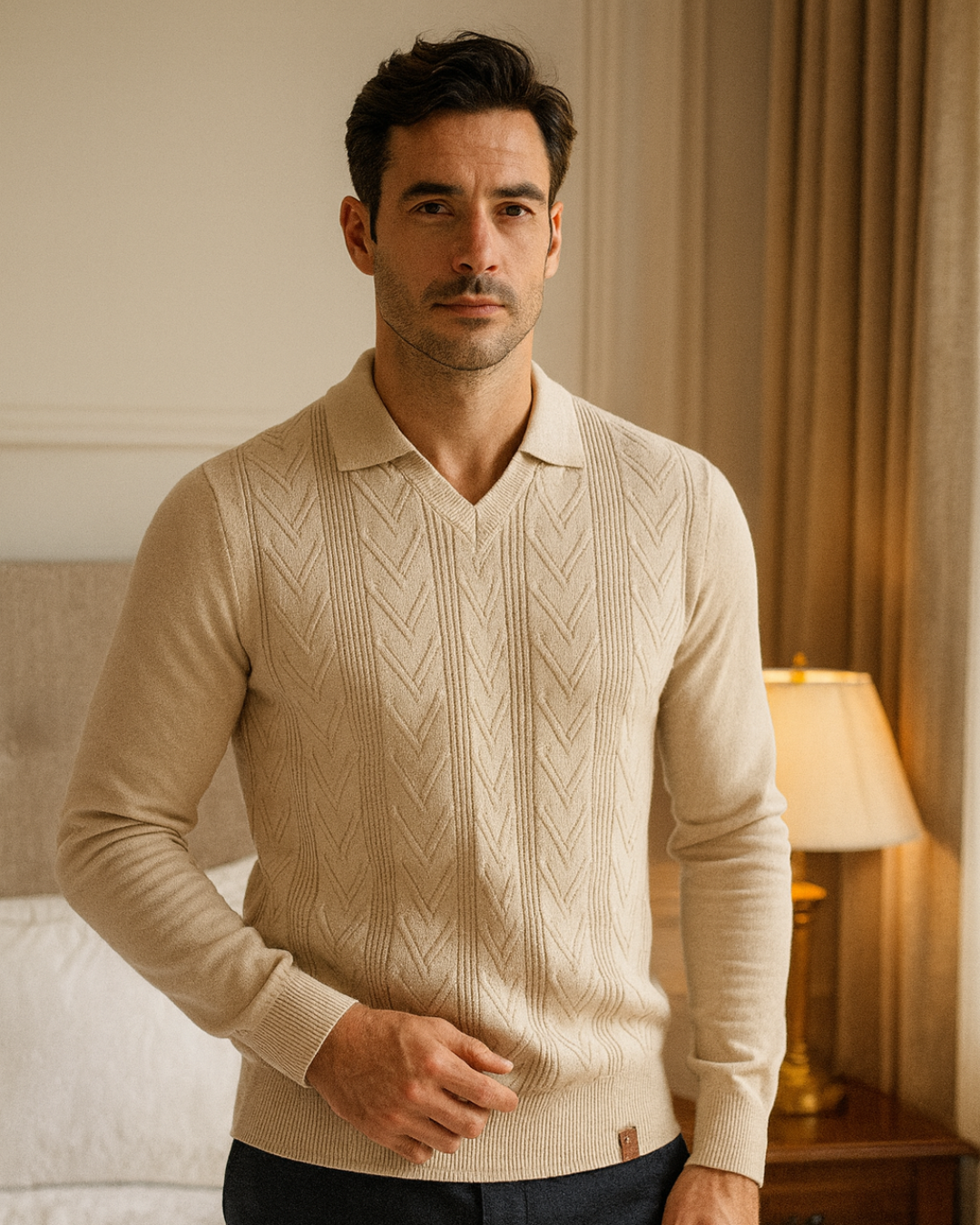 CHEVRON KNIT POLO
