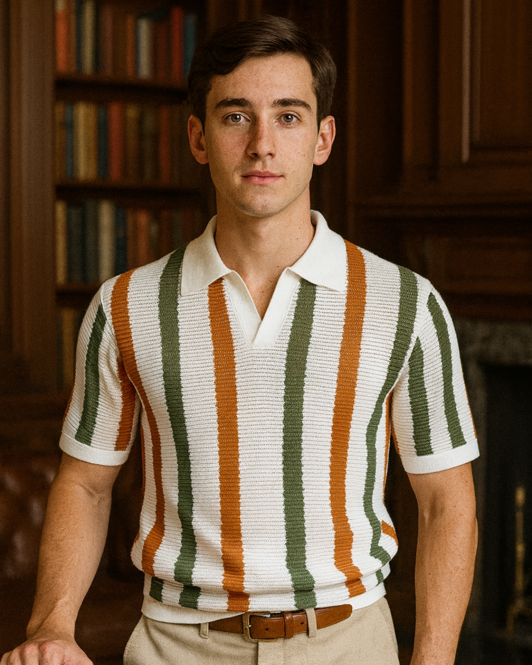 VERTICAL STRIPE KNIT POLO