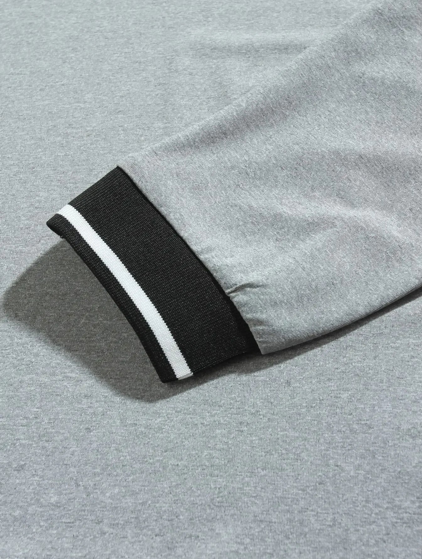 CONTRAST-COLLAR LONG-SLEEVE POLO