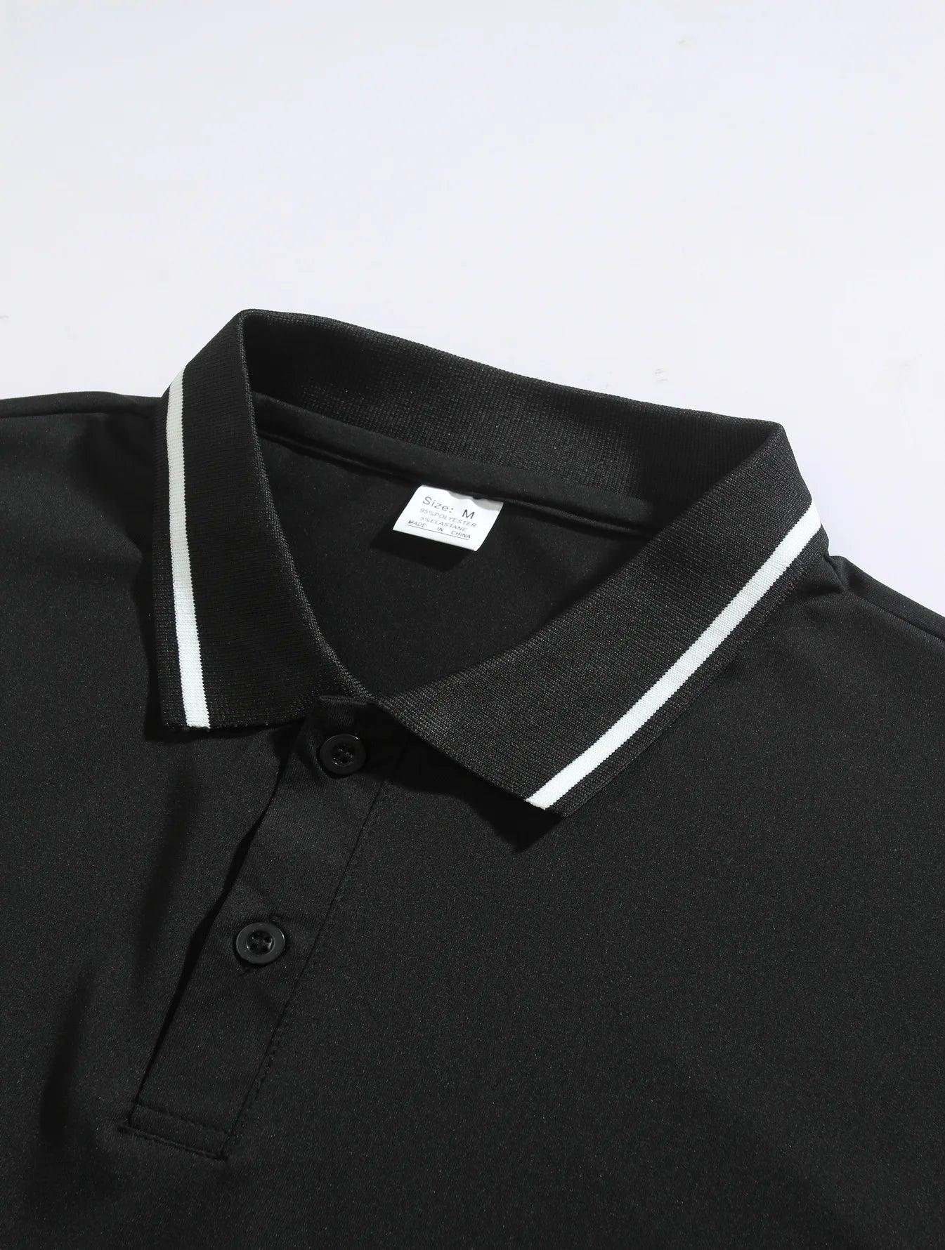 CONTRAST-COLLAR LONG-SLEEVE POLO