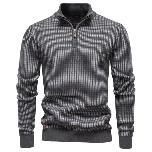 V&CO™ BIRDSEYE ZIP-NECK SWEATER