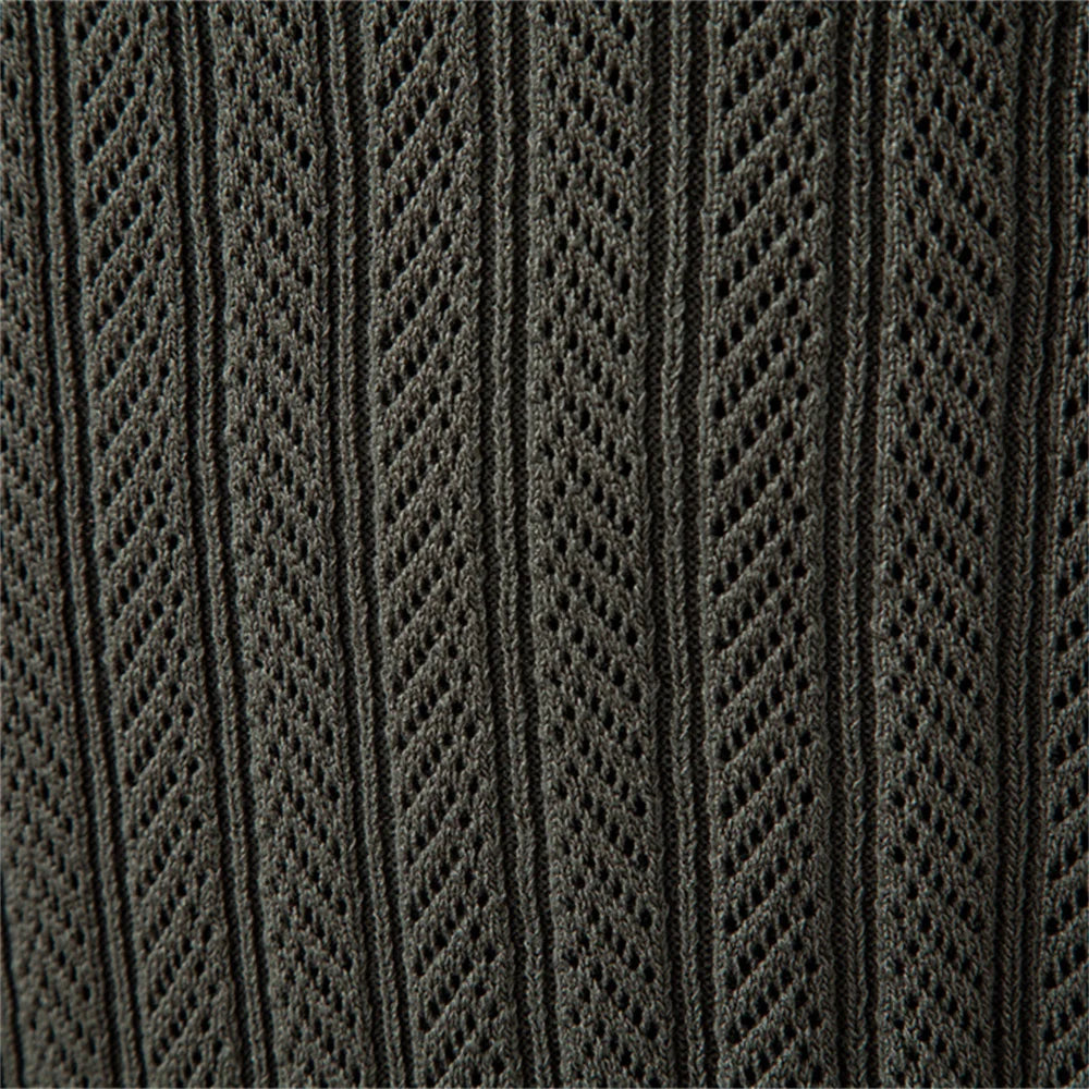 CABLE-KNIT ZIP POLO