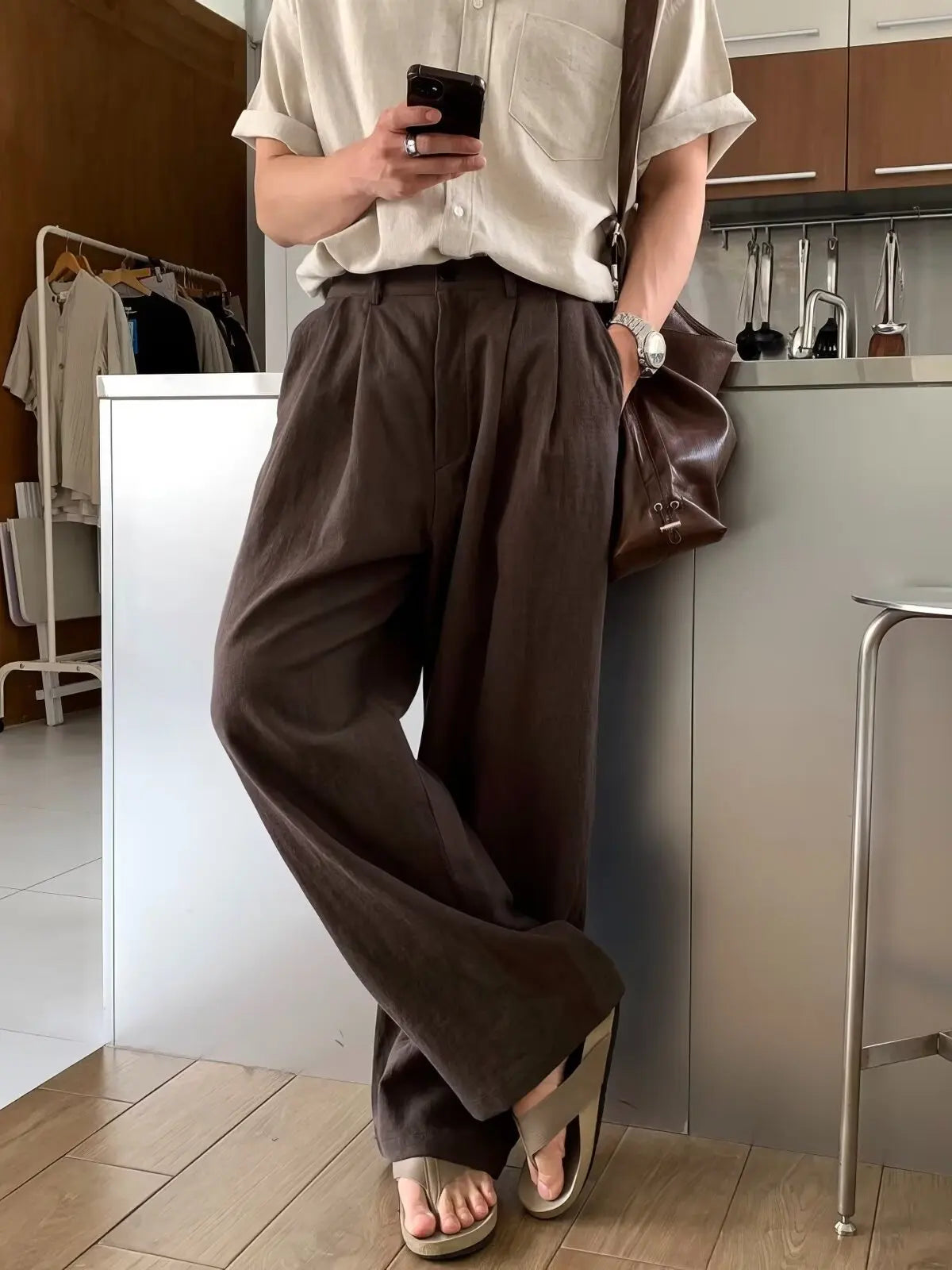 V&CO™  WIDE-LEG LINEN TROUSERS