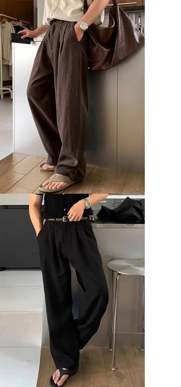V&CO™  WIDE-LEG LINEN TROUSERS