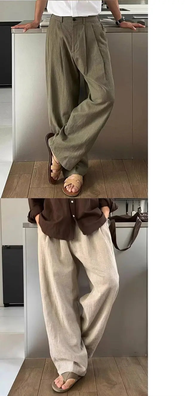 V&CO™  WIDE-LEG LINEN TROUSERS