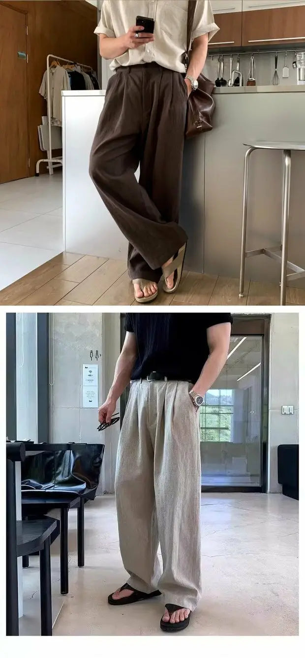 V&CO™  WIDE-LEG LINEN TROUSERS