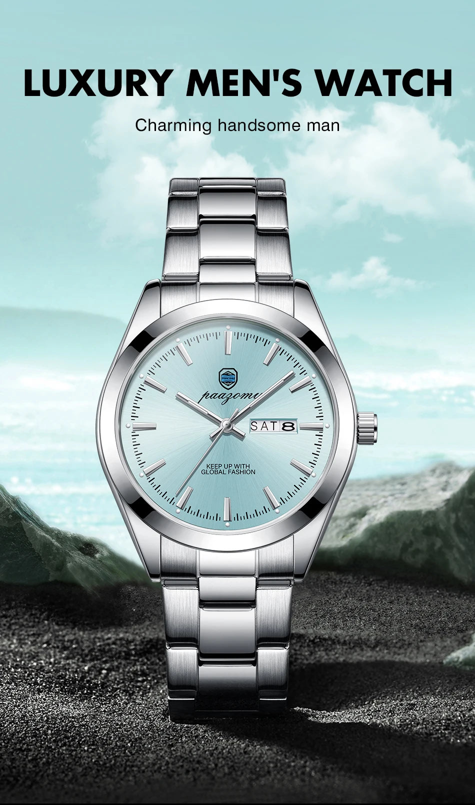 V&CO™ STEEL DAY-DATE WATCH