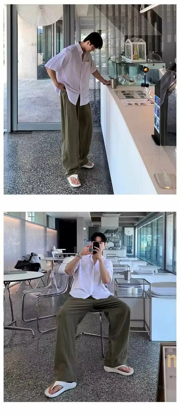 V&CO™  WIDE-LEG LINEN TROUSERS