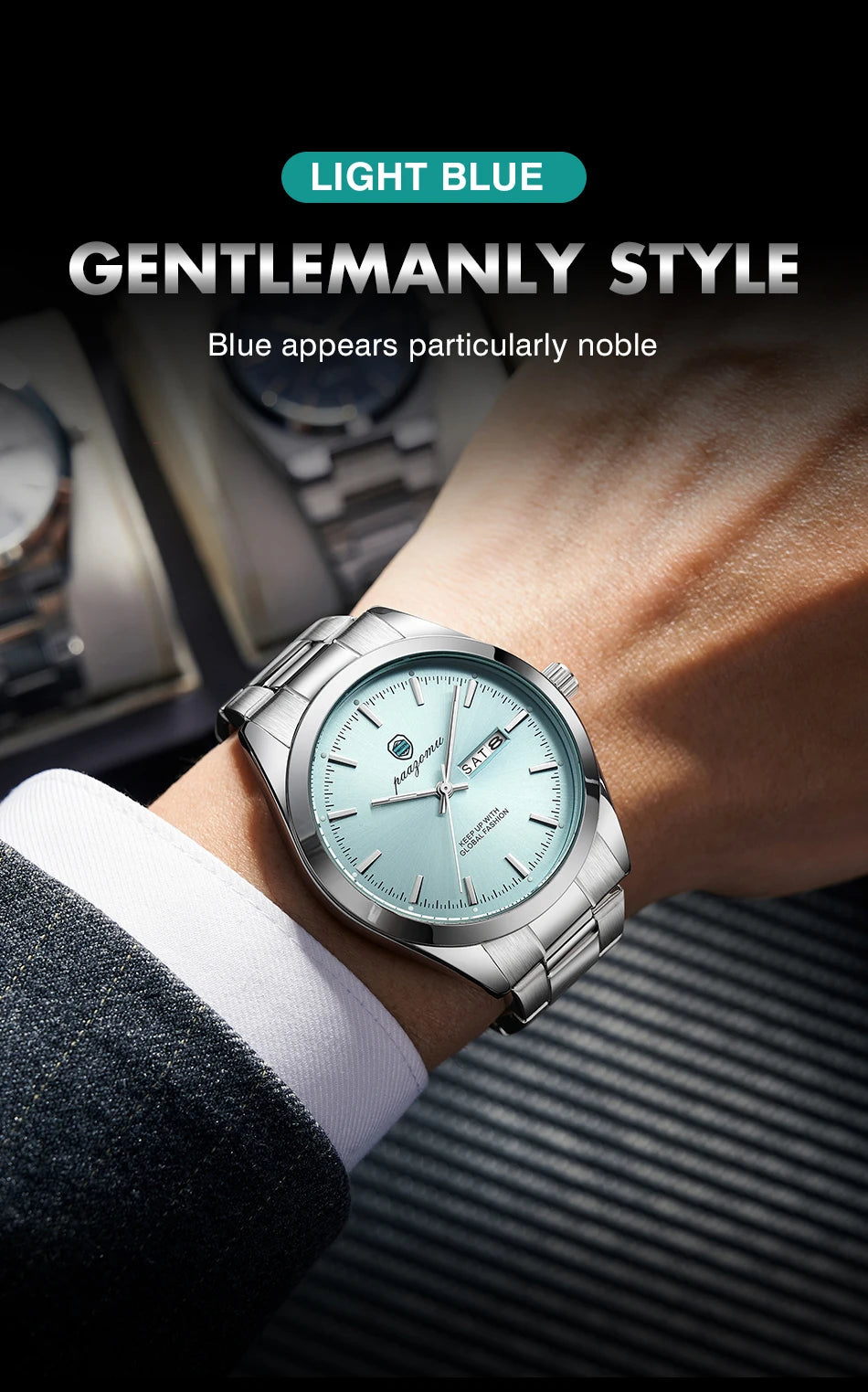 V&CO™ STEEL DAY-DATE WATCH