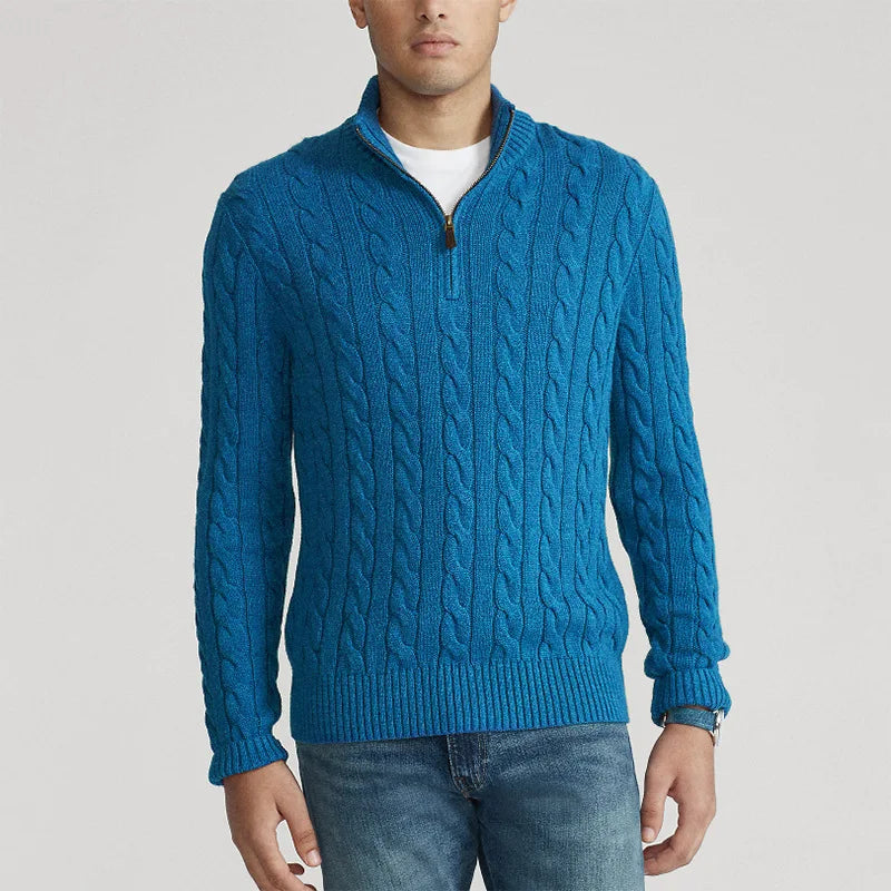 V&CO™ CABLE-KNIT ZIP-NECK SWEATER