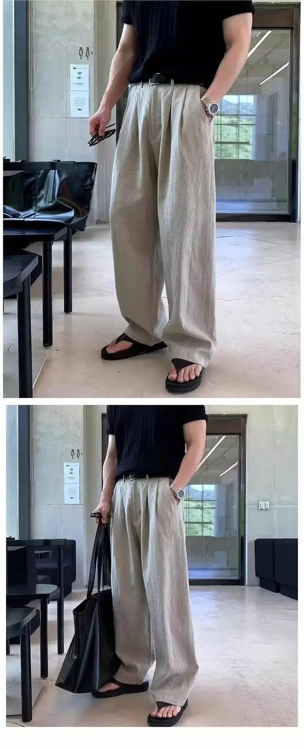 V&CO™  WIDE-LEG LINEN TROUSERS