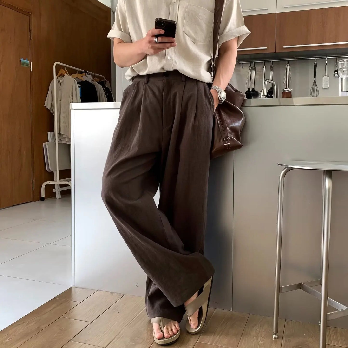 V&CO™  WIDE-LEG LINEN TROUSERS
