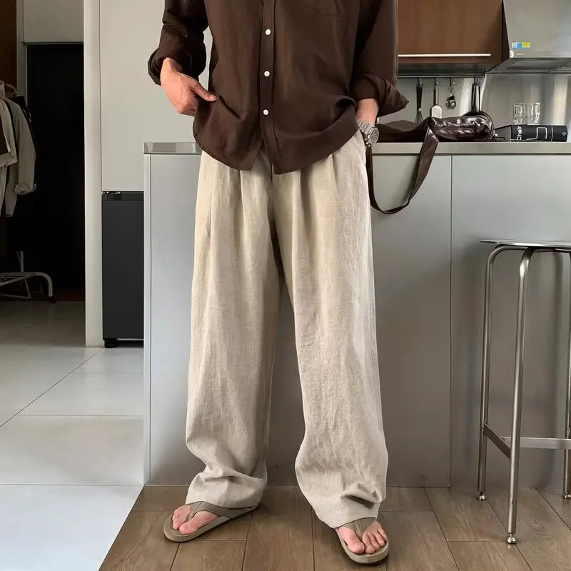 V&CO™  WIDE-LEG LINEN TROUSERS