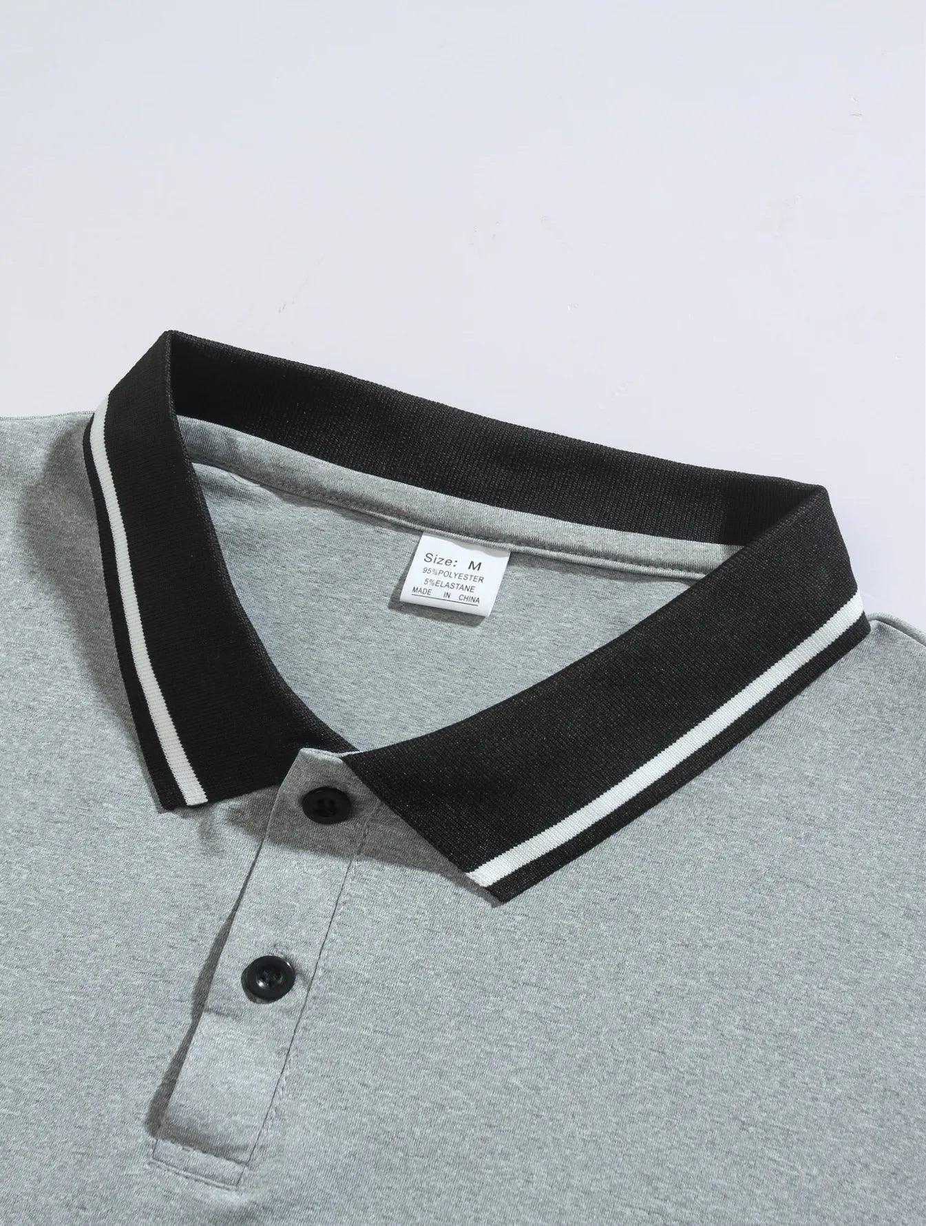CONTRAST-COLLAR LONG-SLEEVE POLO