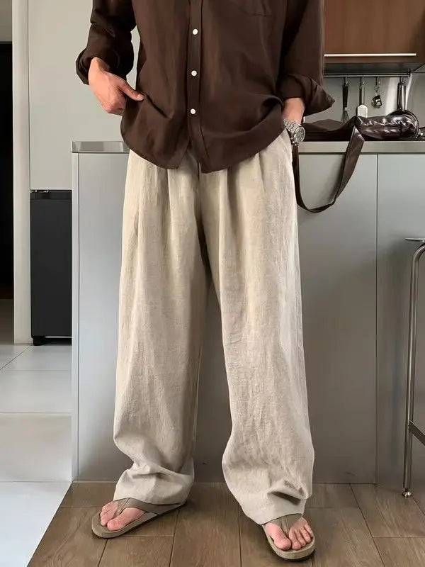 V&CO™  WIDE-LEG LINEN TROUSERS