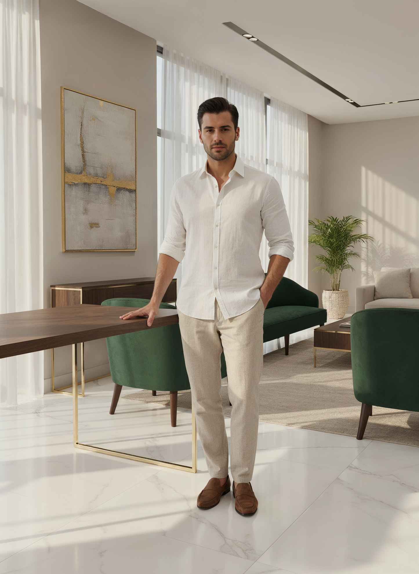 V&CO™  100% LINEN SHIRT