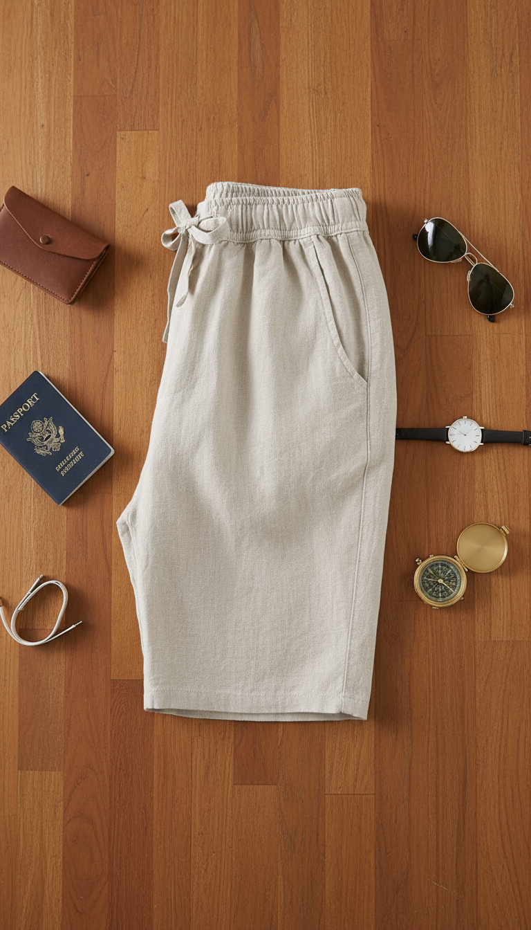 V&CO™  LINEN DRAWSTRING SHORTS