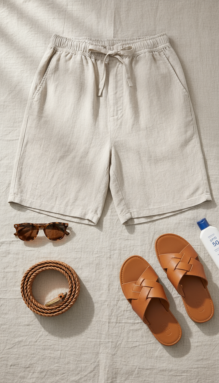 V&CO™  LINEN DRAWSTRING SHORTS