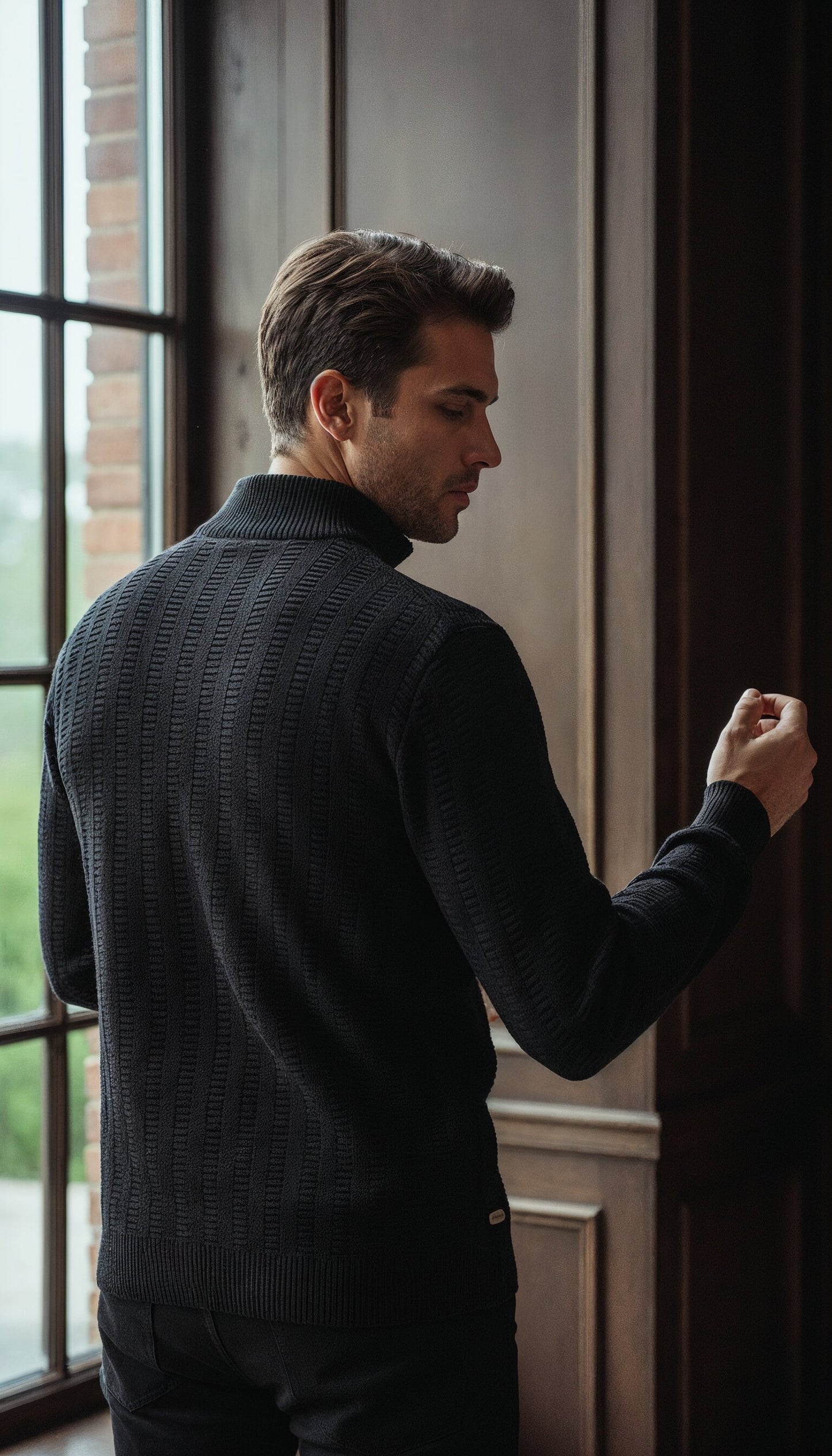 V&CO™ RIBBED ZIP-NECK SWEATER