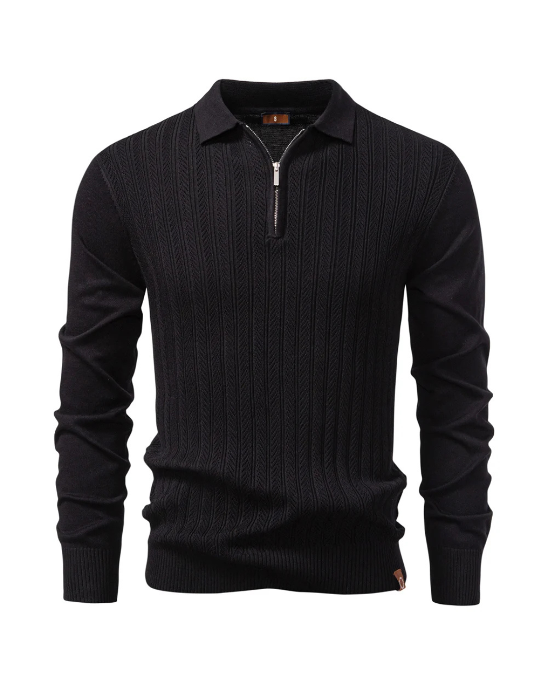 CABLE-KNIT ZIP POLO
