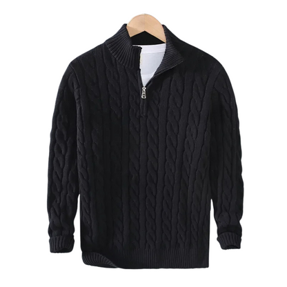 V&CO™ CABLE-KNIT ZIP-NECK SWEATER
