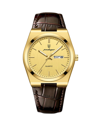 V&CO™  LEATHER DAY-DATE WATCH