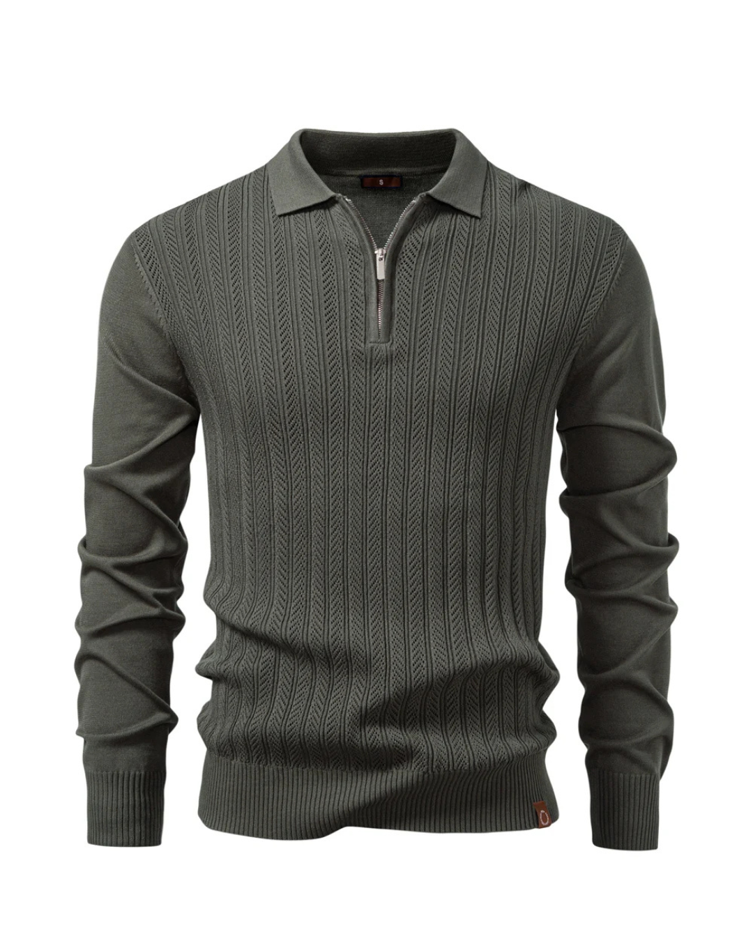 CABLE-KNIT ZIP POLO