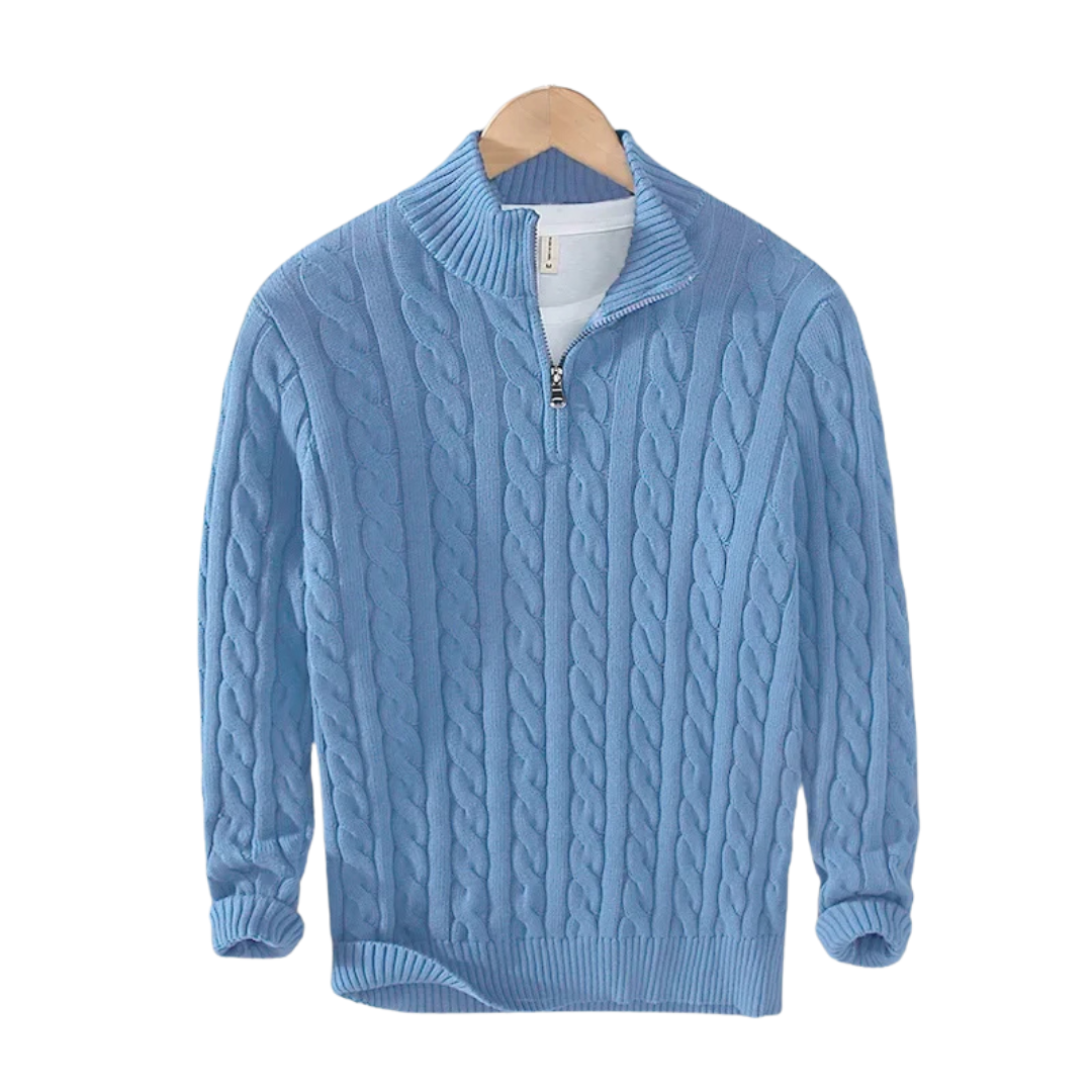 V&CO™ CABLE-KNIT ZIP-NECK SWEATER