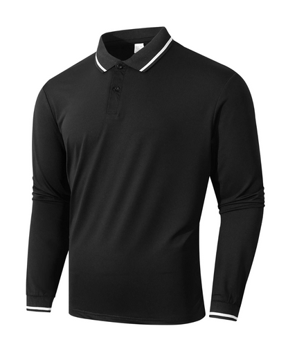 CONTRAST-COLLAR LONG-SLEEVE POLO