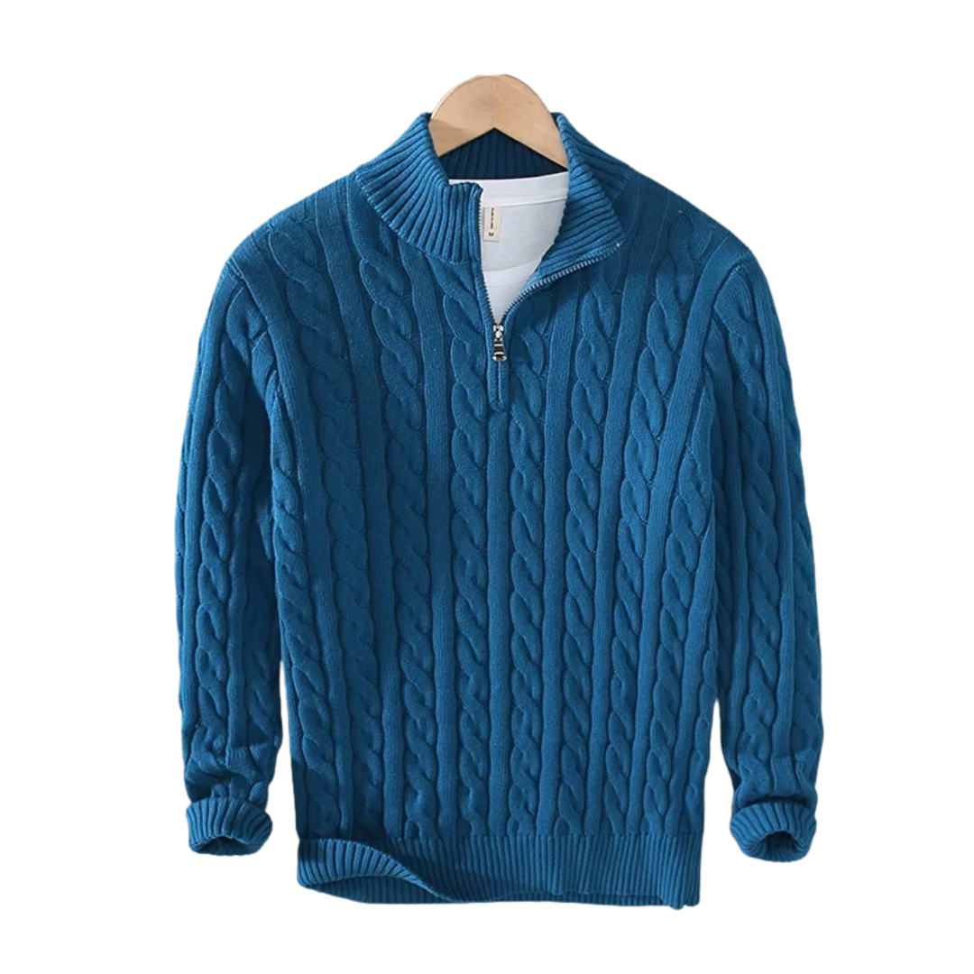 V&CO™ CABLE-KNIT ZIP-NECK SWEATER
