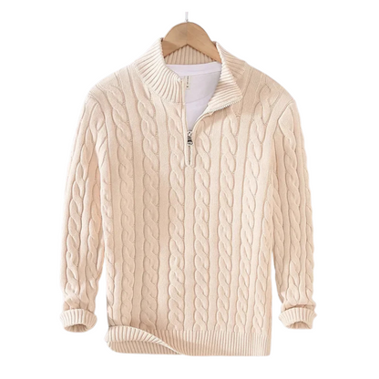 V&CO™ CABLE-KNIT ZIP-NECK SWEATER