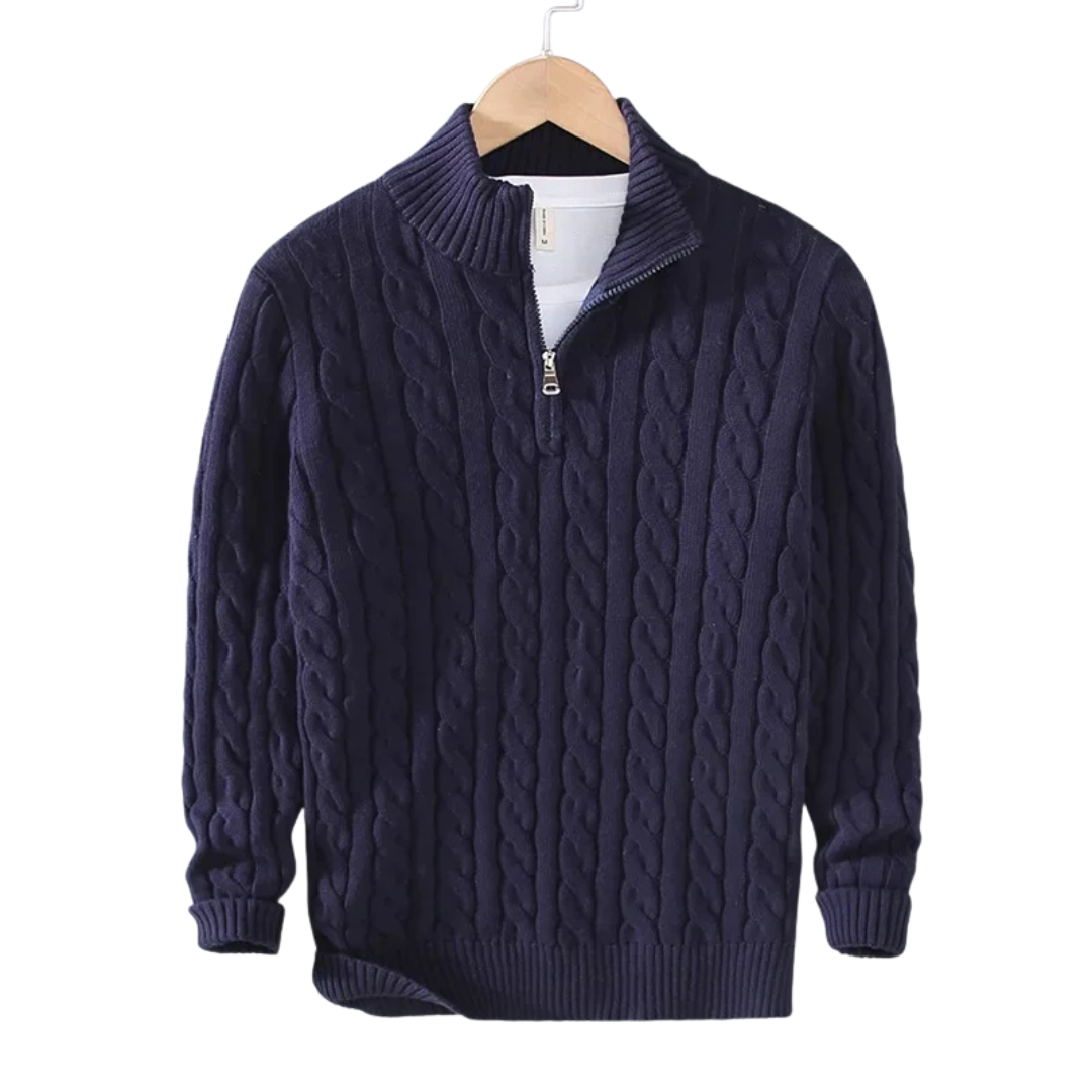 V&CO™ CABLE-KNIT ZIP-NECK SWEATER