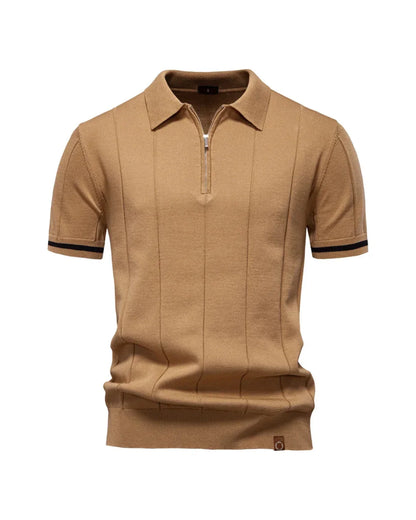 V&CO™  ZIP-NECK RIBBED POLO