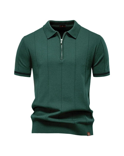 V&CO™  ZIP-NECK RIBBED POLO