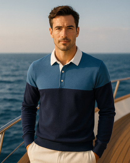 COLORBLOCK LONG-SLEEVE POLO