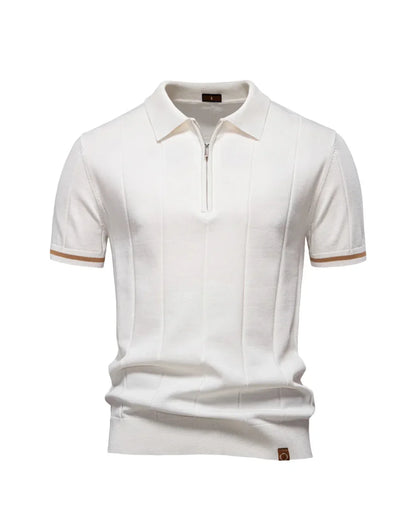 V&CO™  ZIP-NECK RIBBED POLO