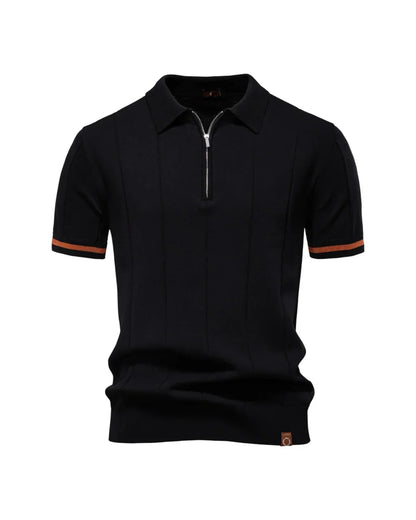V&CO™  ZIP-NECK RIBBED POLO