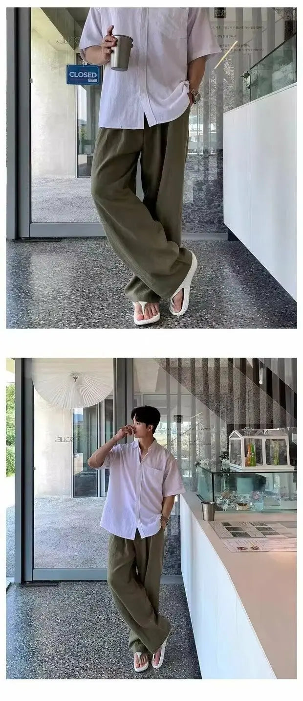 V&CO™  WIDE-LEG LINEN TROUSERS