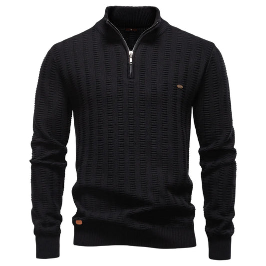 V&CO™ RIBBED ZIP-NECK SWEATER