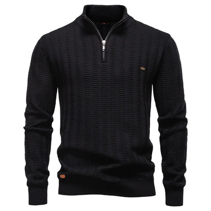 V&CO™ RIBBED ZIP-NECK SWEATER