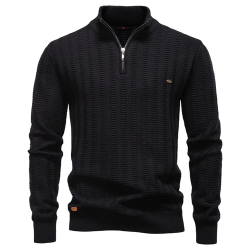 V&CO™ RIBBED ZIP-NECK SWEATER