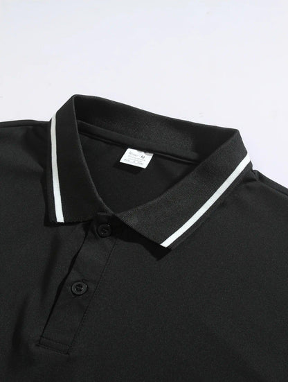 CONTRAST-COLLAR LONG-SLEEVE POLO