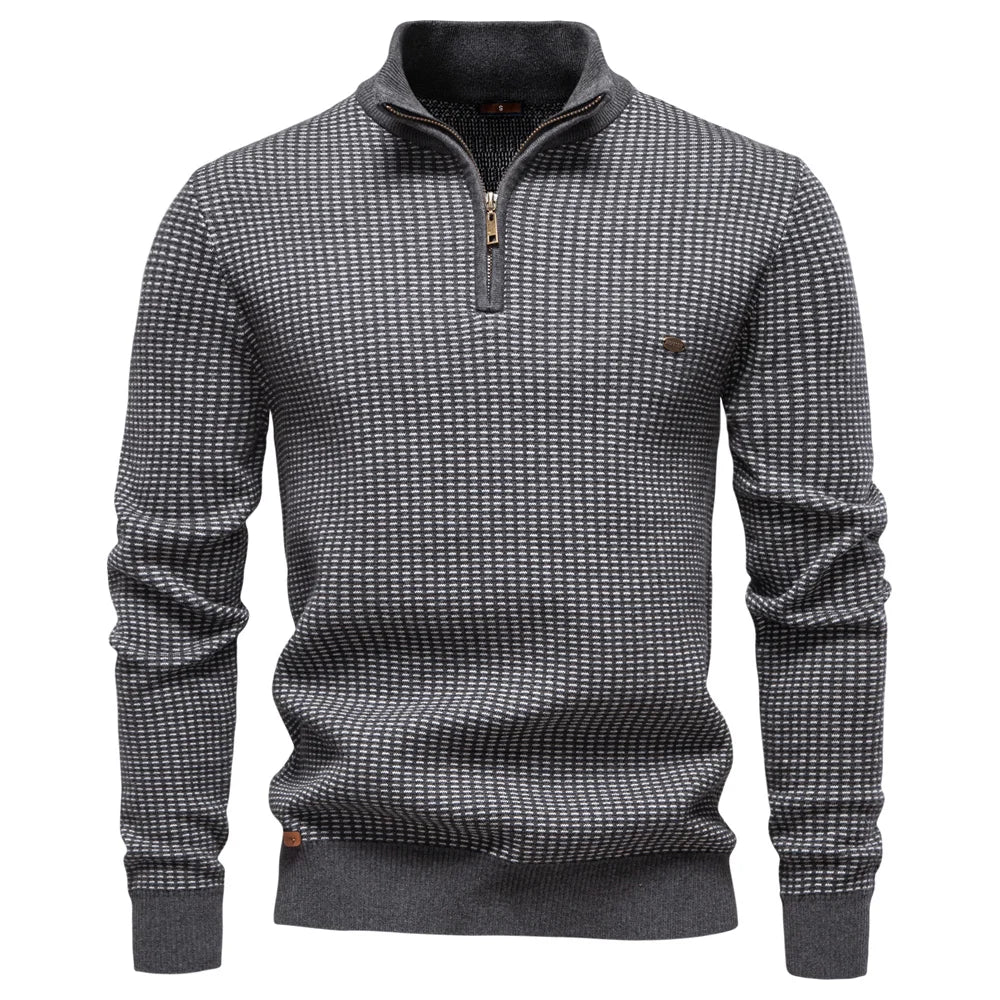 V&CO™ BIRDSEYE ZIP-NECK SWEATER